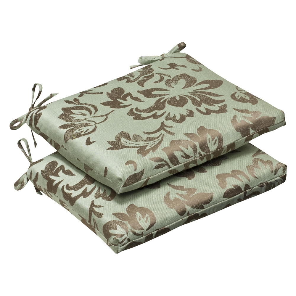 Pillow Perfect Outdoor Brown/ Green Floral Seat Cushions with