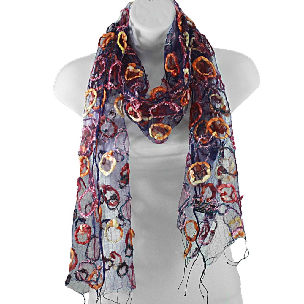 Shop Handspun Clouds Eggplant Silk Scarf (India) Free Shipping On