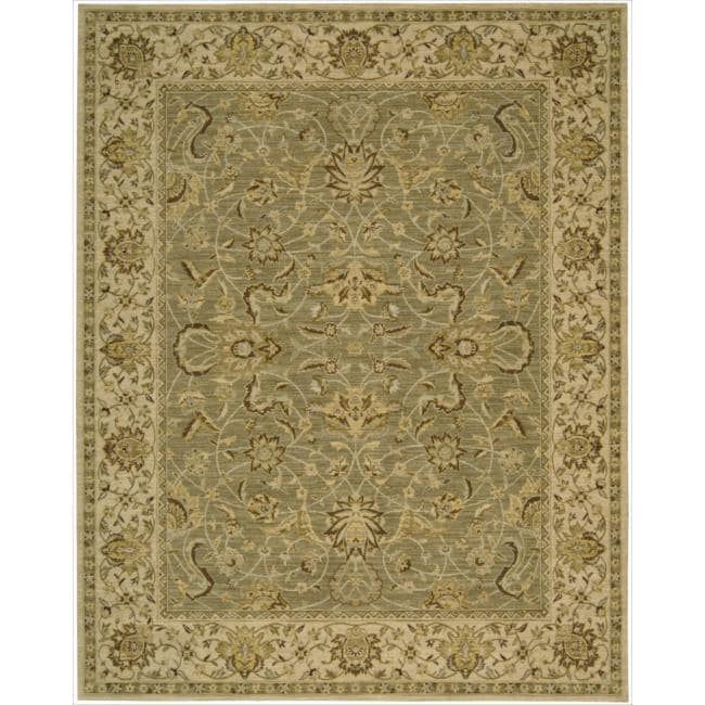 Nourison Parthia Olive Floral Wool Rug (5'3 x 8'3) Nourison 5x8   6x9 Rugs
