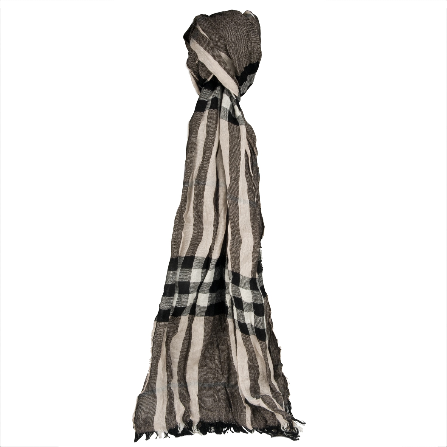 Burberry Giant Check Merino Wool  and Cashmere blend Crinkled Scarf