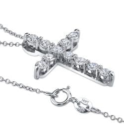 14k White Gold 1ct TDW Diamond Cross Necklace (H I, SI2) Diamond Necklaces