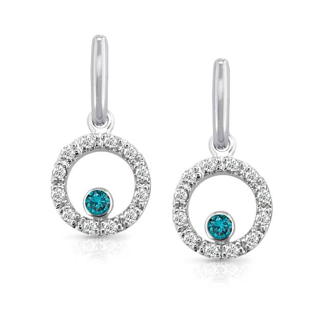 14k White Gold 1/3ctw Blue and White Diamond Earrings (I-J, I1-I2)