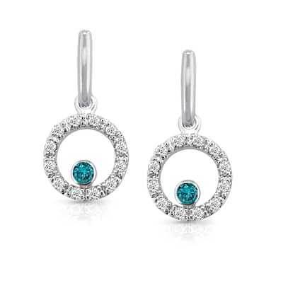 14k White Gold 1/3ctw Blue and White Diamond Earrings (I-J, I1-I2)