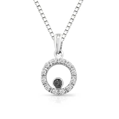 14k White Gold 1/6th ctw Black and White Diamond Necklace (I-J, I1-I2)