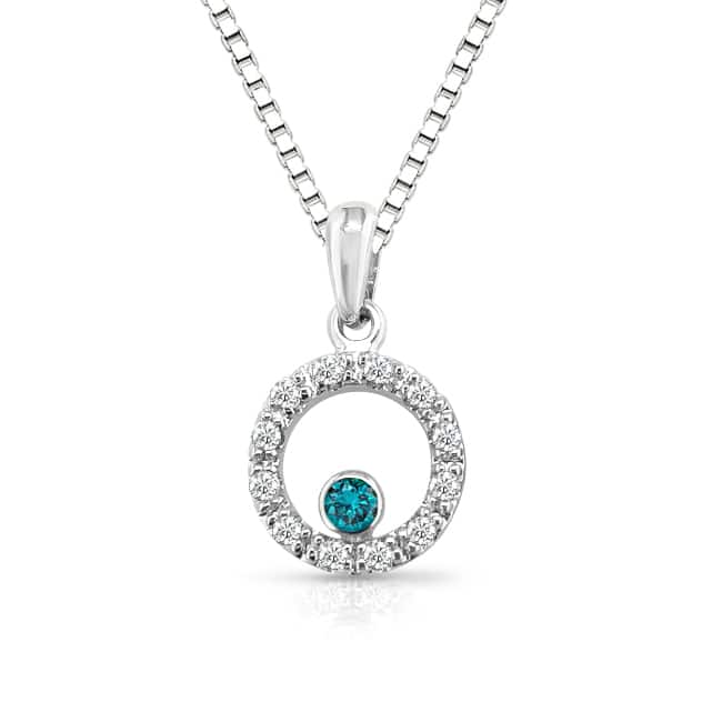 14k White Gold 0.15ctw Blue and White Diamond Necklace (I-J, I1-I2)
