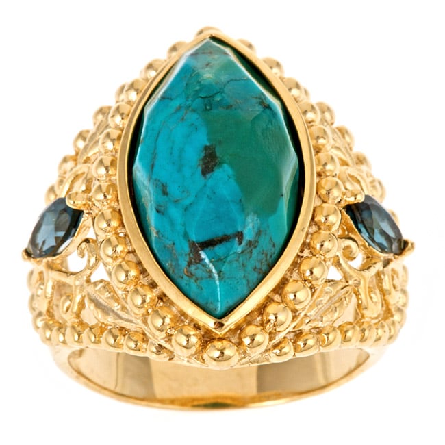 Yach 18k Gold and Silver Turquoise and Blue Tourmaline Ring Today 