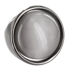 Hematite Finish Light Grey Catseye Ring  