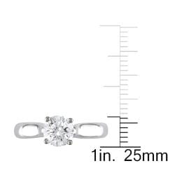 Miadora 14k White Gold 1ct TDW Diamond Crossover Solitaire Ring (SI2, I J) Miadora One of a Kind Rings