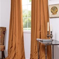 Falling Leaves Faux Silk Taffeta Solid Color 96 inch Curtain Panel