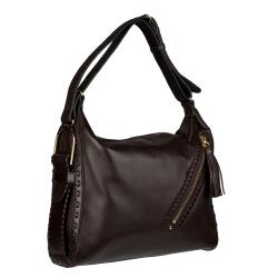 Jimmy Choo Lily Dark Brown Leather Hobo Bag