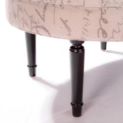 Oval Script Tufted Linen Ottoman