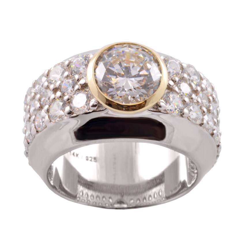 Michael Valitutti Signity 14k Gold and Silver Cubic Zirconia Ring ...