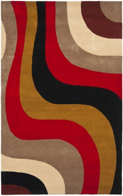 Safavieh Handmade Rodeo Drive Contemporary Abstract Red/ Grey/ Black Wool Rug - 7'6" x 9'6"