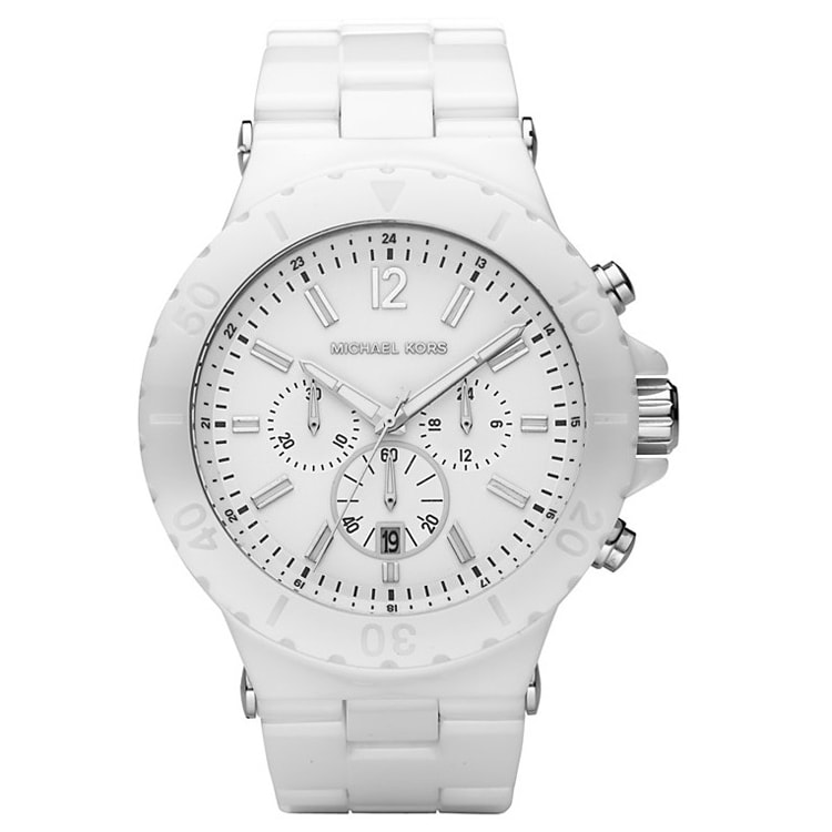 Michael Kors Women's White Chronograph Dial Ceramic Watch - Free ...