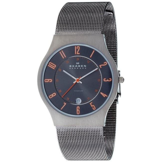 Skagen Mens Classic 233XLTMB Black Titanium Quartz Watch with Black