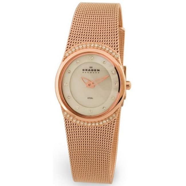 Skagen Womens Crystal Accented Mesh Watch