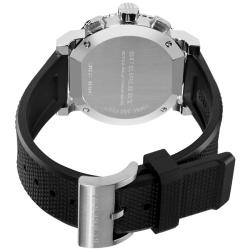 Burberry Mens Round Chronograph Black Rubber Strap Watch 