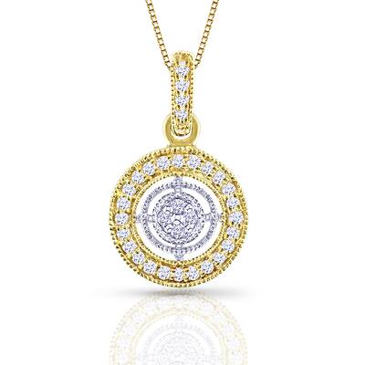 14k Two-Tone Gold 1/8ct TDW Diamond Circle Necklace (H-I, I1-I2)