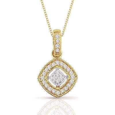14k Two-Tone Gold 1/8ct TDW Diamond Necklace (H-I, I1-I2)