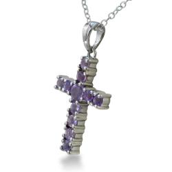 Sterling Silver Amethyst Cross Necklace