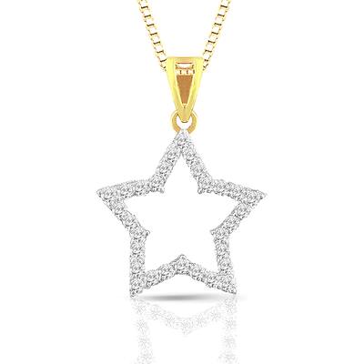 14k Two-Tone Gold 1/4ct TDW Diamond Star Necklace (H-I, I1-I2)