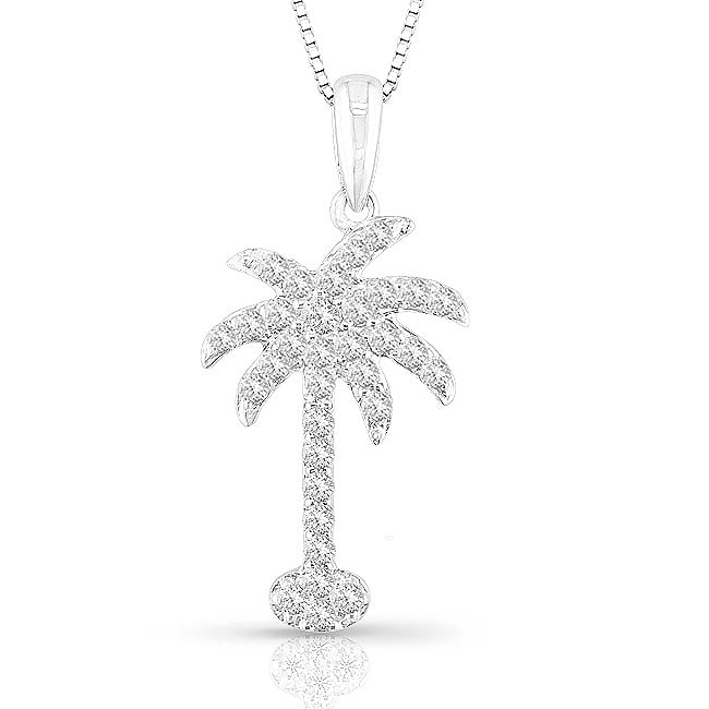 14k White Gold 0.5ct TDW Diamond Palm Tree Necklace (H-I, I1-I2)