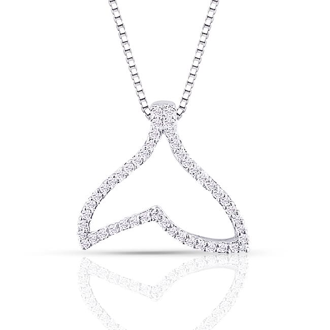 14k White Gold 0.2ct TDW Diamond Whale Tail Necklace (H-I, I1-I2)