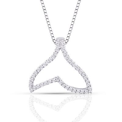14k White Gold 0.2ct TDW Diamond Whale Tail Necklace (H-I, I1-I2)