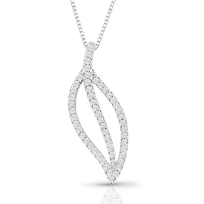 14k White Gold 0.25ct TDW Diamond Leaf Necklace (H-I, I1-I2)
