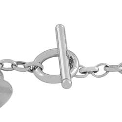 14k White Gold Heart Charm Toggle Bracelet  