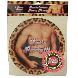 Emaje Bachelorette Party Leopard Print Hunk Plates (Pack of 8