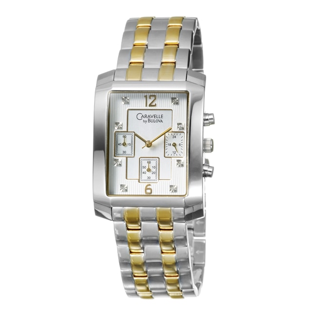 Caravelle by Bulova Men's 'Diamond' Stainless and Yellow Goldplated Steel Chronograph Quartz Watch