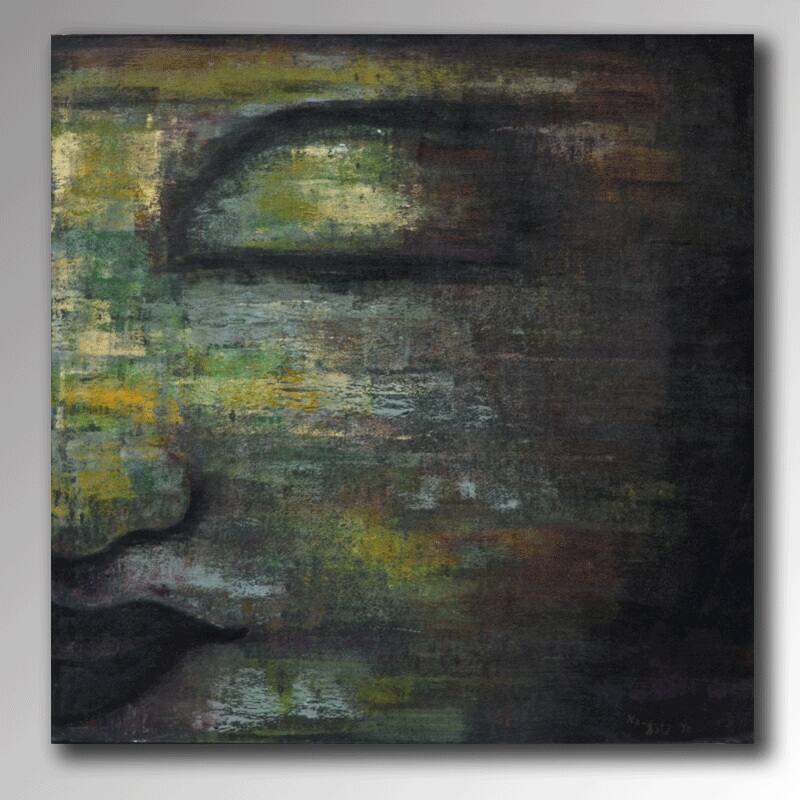 Handmade Acrylic on Canvas 'Deep Reflection' (Indonesia) - Black/Green/Multi-color