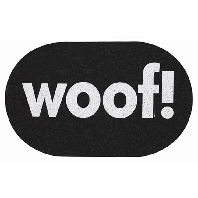 Ore Jumbo 'Woof!' Oval-shaped Black Recycled-rubber Pet Placemat