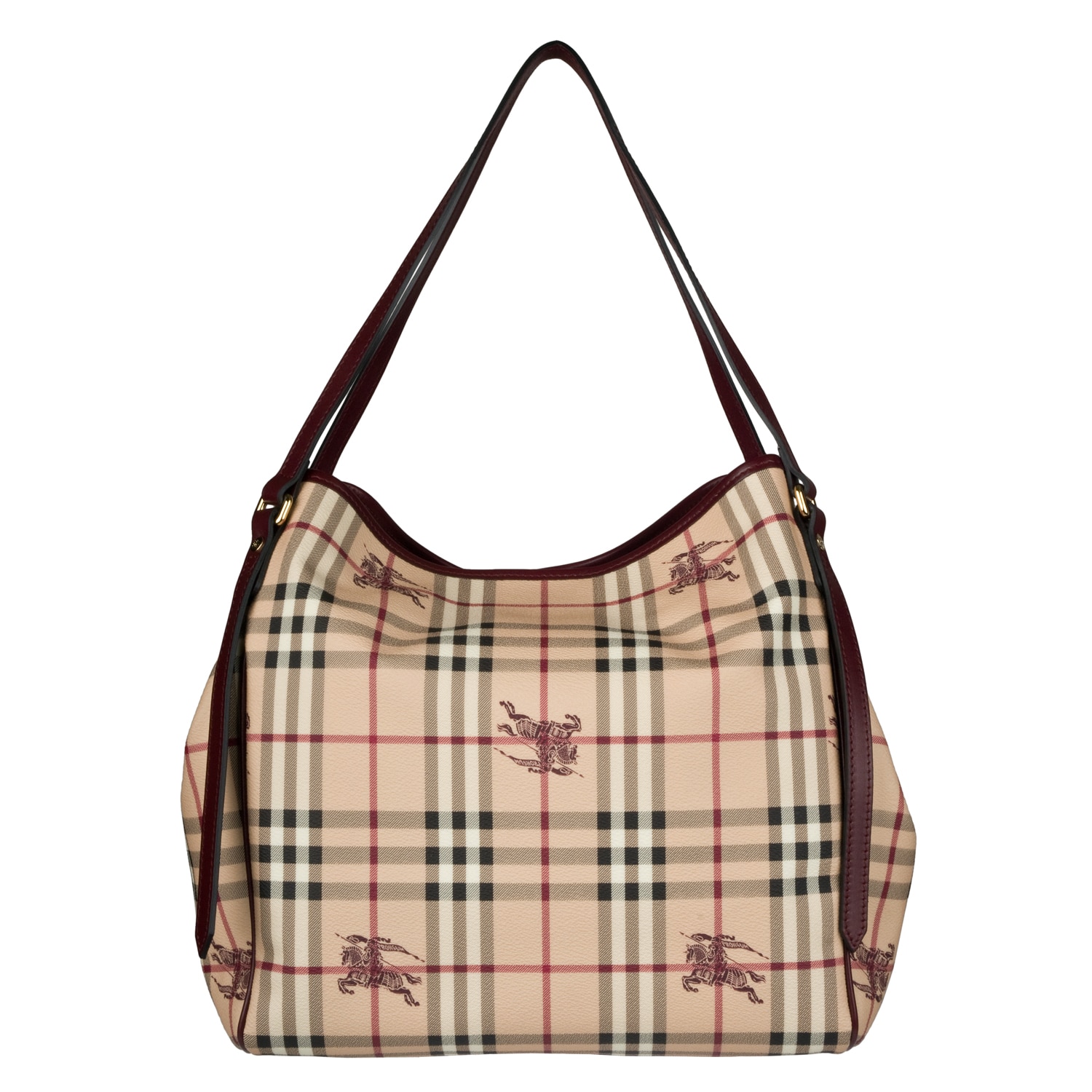 Burberry Haymarket Medium Burgundy Tote Bag