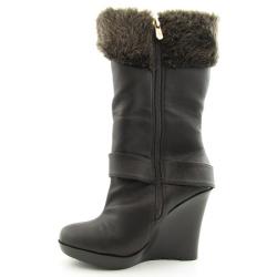 Dereon by House of Dereon Women's Brown Party Faux Fur Trimmed Boots ...