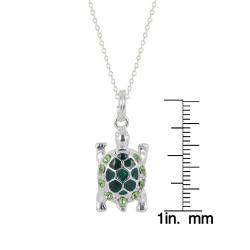 Sunstone Sterling Silver Green Crystal Turtle Pendant Necklace - Free ...