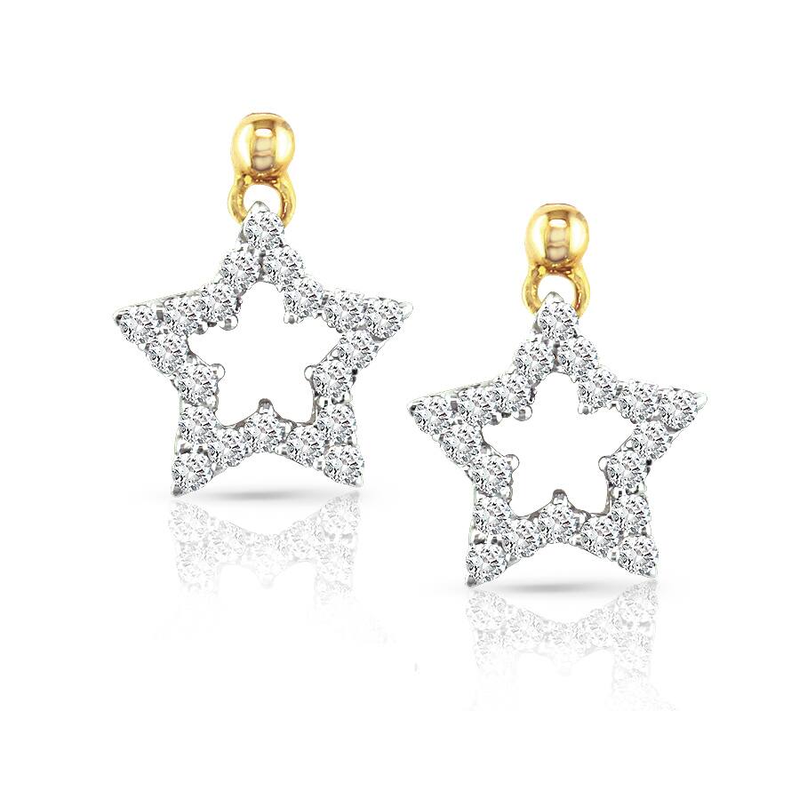 14k Two-tone Gold 1/4ct TDW Diamond Star Earrings (H-I, I1-I2)