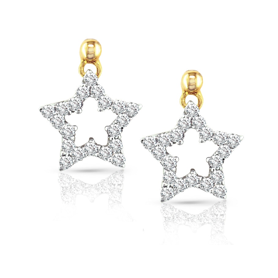 Auriya 14k Two-tone Gold 1/4ct TDW Diamond Star Earrings (H-I, I1-I2)