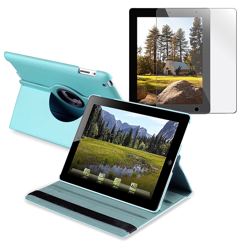   Leather Swivel Case/ Screen Protector for Apple iPad 2  