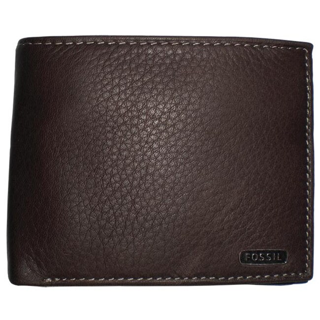 Fossil Men's Brown Leather Passcase Bi-fold Wallet - Free Shipping On ...