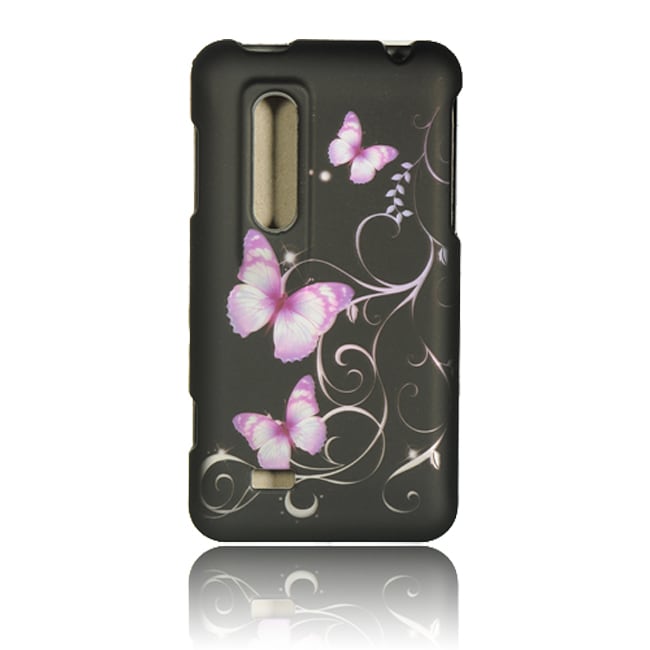 Luxmo Purple Butterfly Rubber Coated Case for LG Thrill 4G