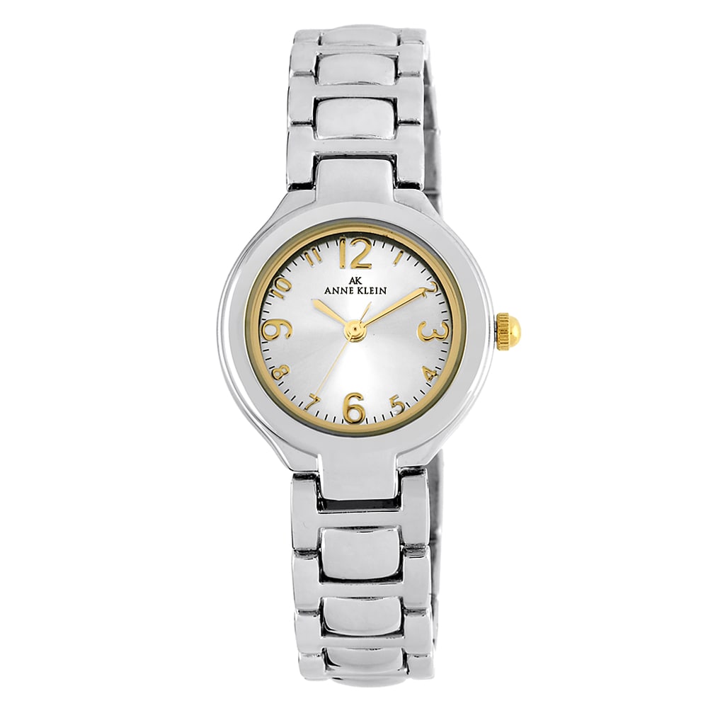 Anne Klein Round Dial Silvertone Metal Bracelet Watch w/ Goldtone