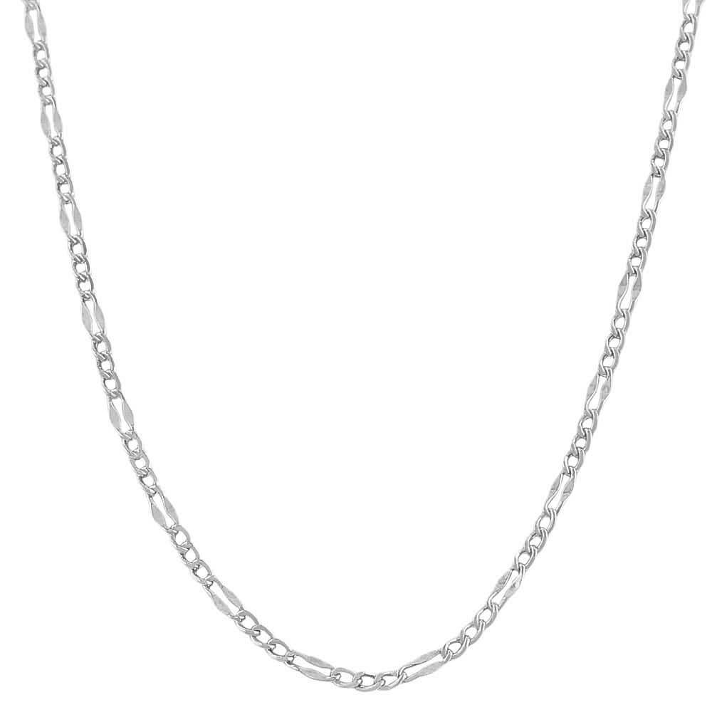 14k White Gold 16 inch Fancy Figaro Link Chain  