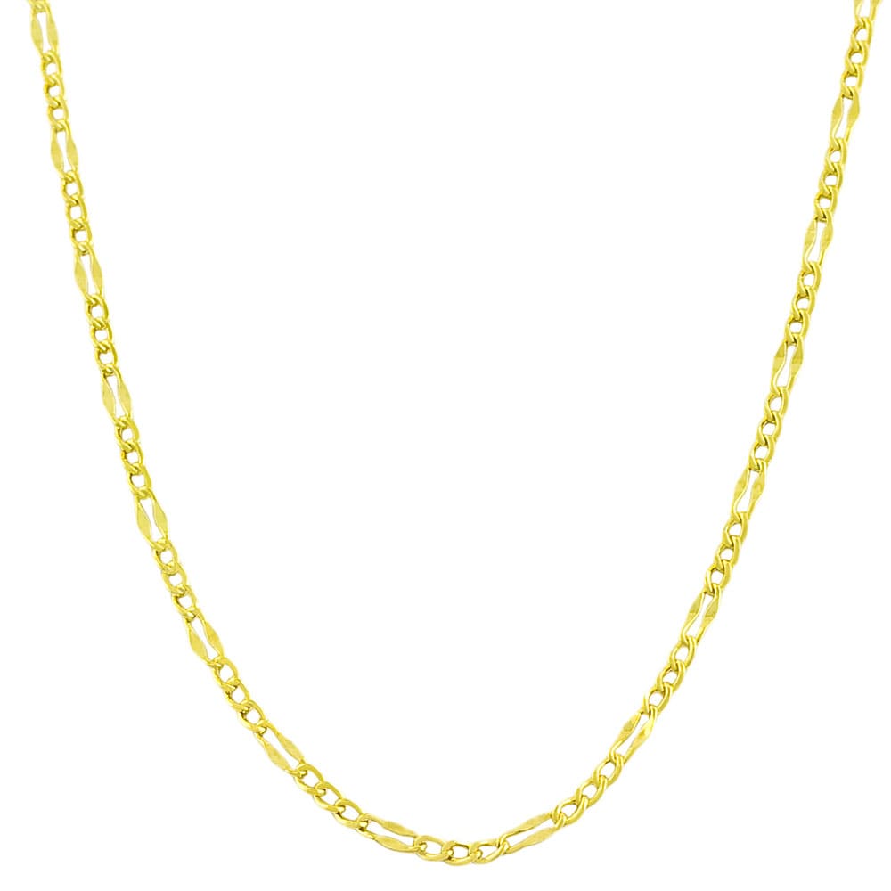 14k Yellow Gold 18 inch Fancy Figaro Link Chain  