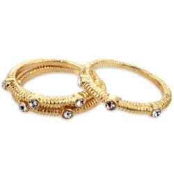 Goldtone Crystal 3 piece Stackable Ring Set