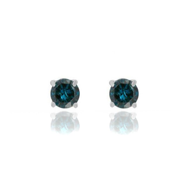 Sterling Silver 1/5ct TDW Blue Diamond Stud Earrings