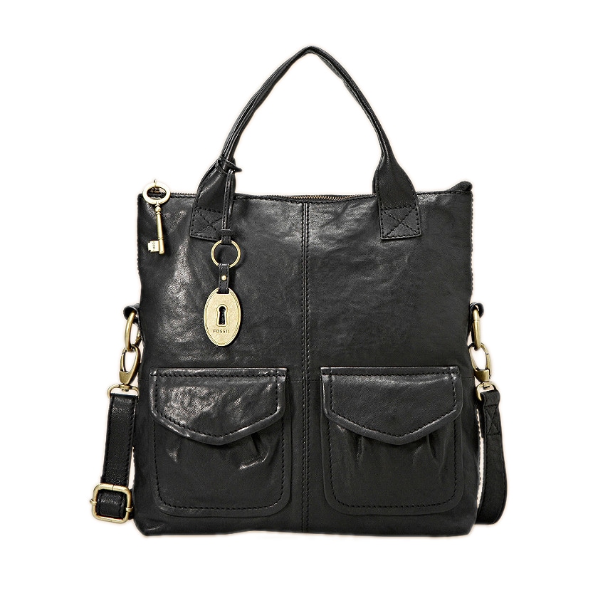 Fossil 'Modern Cargo' Black Leather Convertible Tote Bag - Free ...