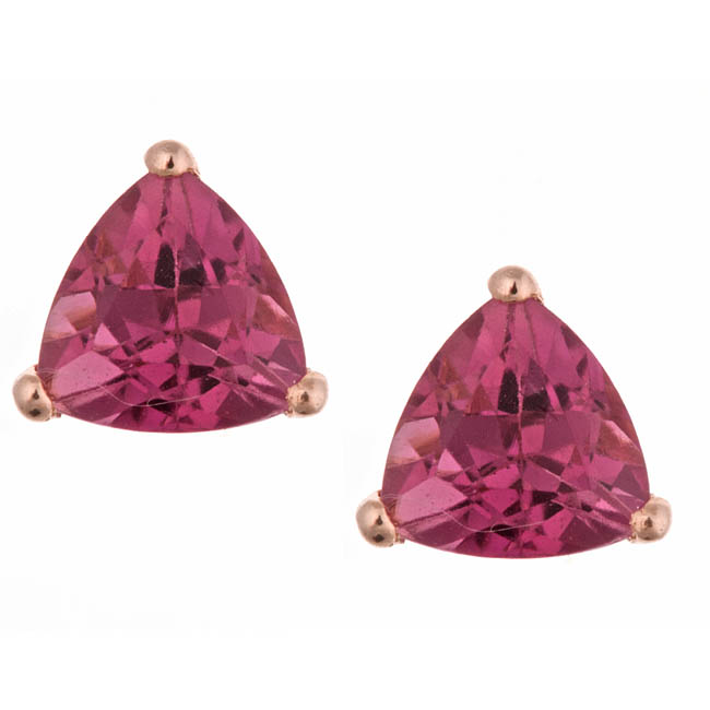 Sterling Silver with 18k Rose Gold Vermeil Pink Tourmaline Stud ...