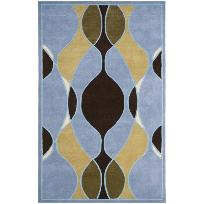 Handmade Tiff Blue New Zealand Wool Rug (5'x 8') Safavieh 5x8   6x9 Rugs